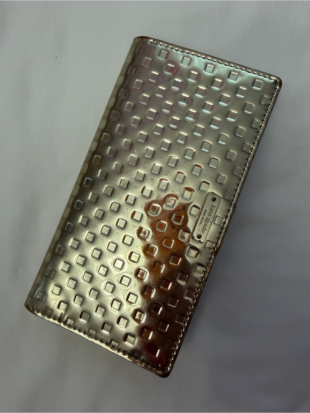 Kate Spade Wallet Stacy Carmine street Gold Metallic Embossed